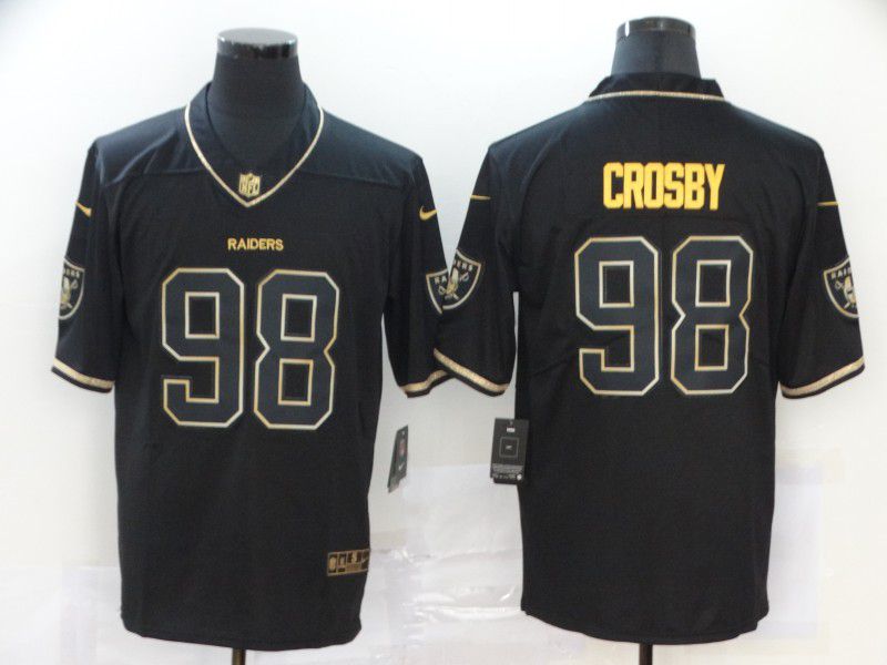 Men Oakland Raiders 99 Crosby Black Retro gold lettering Nike NFL Jersey